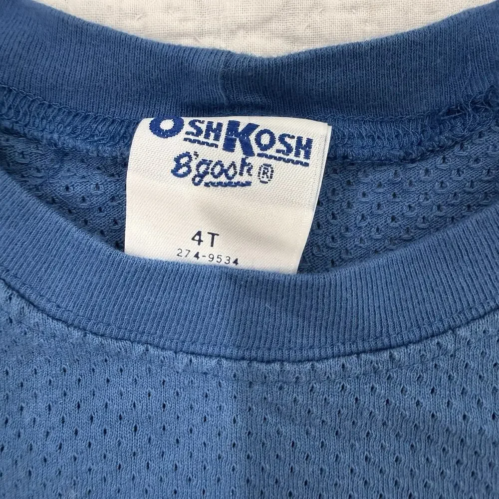 OshKosh B'gosh Boys 4T Blue/Gray Raglan Mesh Graphic T-Shirt Unicycle Tricycle